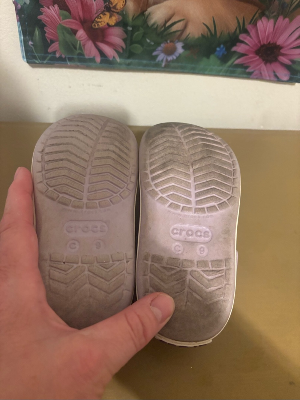CROCS Kids Lavender Slip-On Clogs with Purple Trim - Picture 9 of 10
